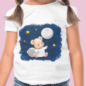 Toddler Tee - Bear Astronaut Moon Balloon Design